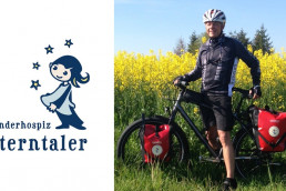 莱因哈德Müller radelt für das Kinderhospiz Sterntaler e. V，嗯für Spenden zu werben